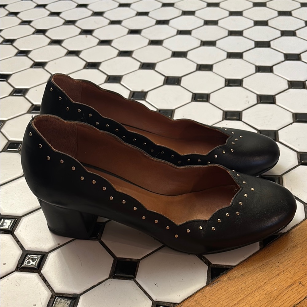SEZANE black studded heels “babies”